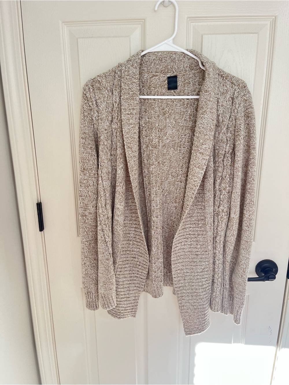 Cozy Open-Front Cardigan Sweater in Light Taupe